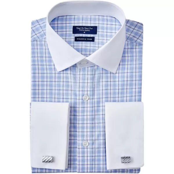 Year In Year Out French Cuff Wrinkle Free Dress Shirt for Men Regular Fit Long Sleeve Wrinkle Resistant Shirt