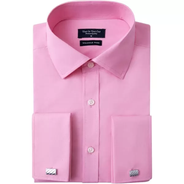 Year In Year Out French Cuff Wrinkle Free Dress Shirt for Men Regular Fit Long Sleeve Wrinkle Resistant Shirt