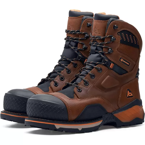 Roan Mountain, Men's 8 Inch - Nano Composite Toe,Waterproof Work Boots, Slip Resistant, Brown