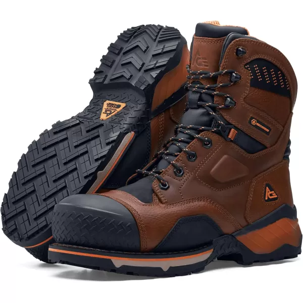 Roan Mountain, Men's 8 Inch - Nano Composite Toe,Waterproof Work Boots, Slip Resistant, Brown