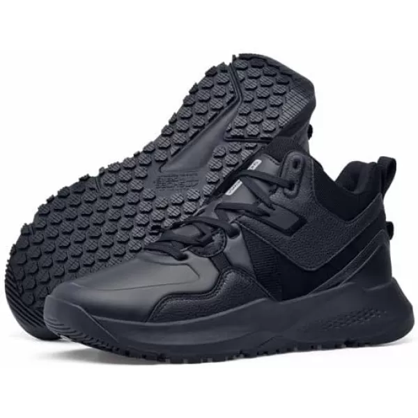 Shoes for Crews Brakly, Men's, Women's, Unisex Slip Resistant Work Shoes, Water Resistant Sneakers, Black or Black/Red