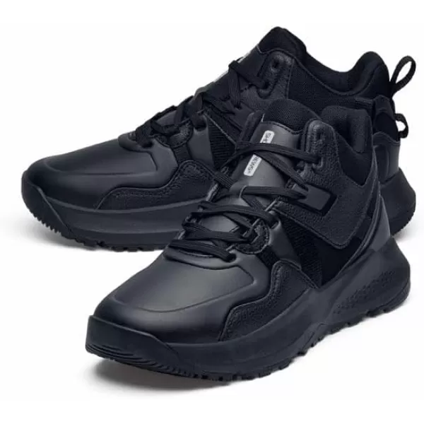 Shoes for Crews Brakly, Men's, Women's, Unisex Slip Resistant Work Shoes, Water Resistant Sneakers, Black or Black/Red