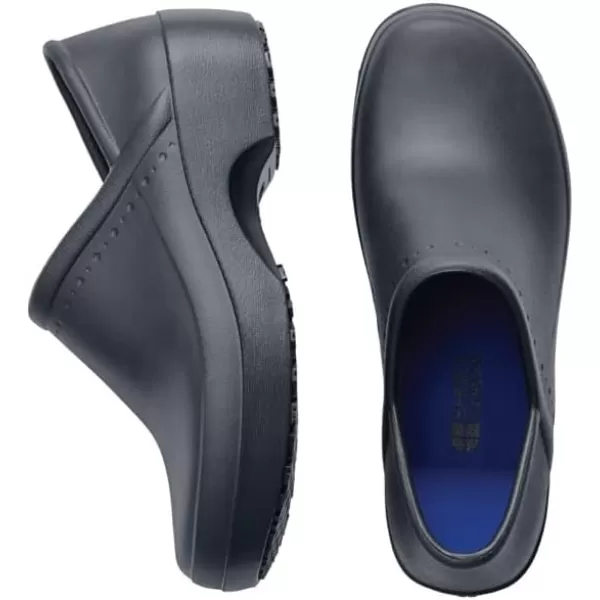 Shoes for Crews Clogs for Women, Slip Resistant, Water Resistant Slip-On Work Shoes for Food Service Chefs Kitchen Nurses Garden, Black, Leather