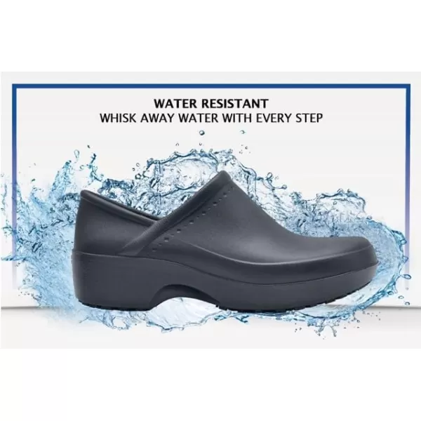 Shoes for Crews Clogs for Women, Slip Resistant, Water Resistant Slip-On Work Shoes for Food Service Chefs Kitchen Nurses Garden, Black, Leather