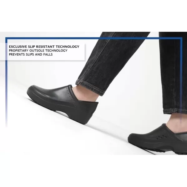 Shoes for Crews Clogs for Women, Slip Resistant, Water Resistant Slip-On Work Shoes for Food Service Chefs Kitchen Nurses Garden, Black, Leather