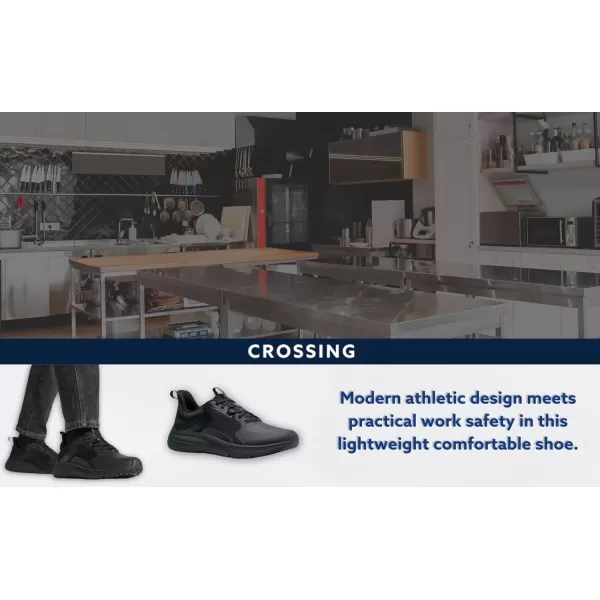 Shoes for Crews Crossing, Men's Slip Resistant Work Shoes, Healthcare and Food Service Sneakers, Water Resistant, Black or White