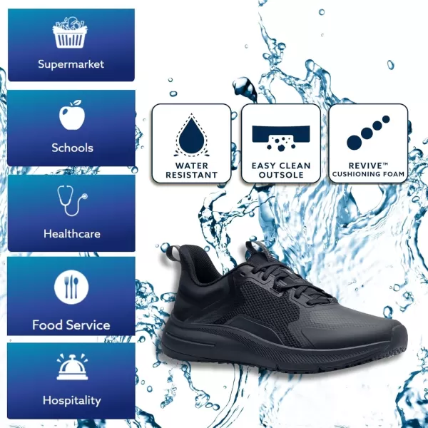Shoes for Crews Crossing, Men's Slip Resistant Work Shoes, Healthcare and Food Service Sneakers, Water Resistant, Black or White