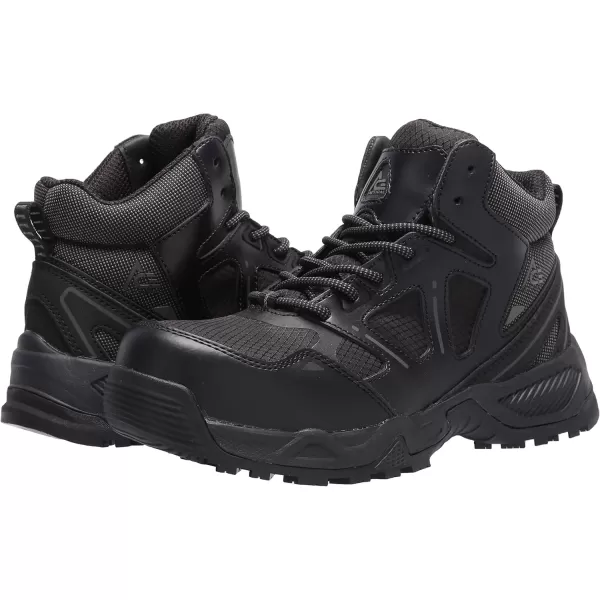 Shoes for Crews Defender Mid, Men's, Women's, Unisex Soft Toe  and Nano Composite Toe  Work Shoes, Slip Resistant, Water Resistant, Black)
