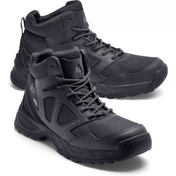 Shoes for Crews Defender Mid, Men's, Women's, Unisex Soft Toe  and Nano Composite Toe  Work Shoes, Slip Resistant, Water Resistant, Black)