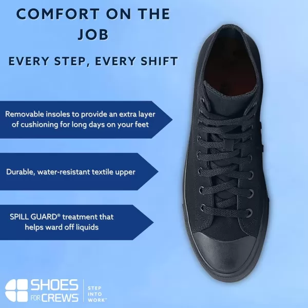Shoes for Crews Pembroke, Men's, Women's, Unisex Slip Resistant Work Shoes, Water Resistant Sneakers, Black Canvas or Leather