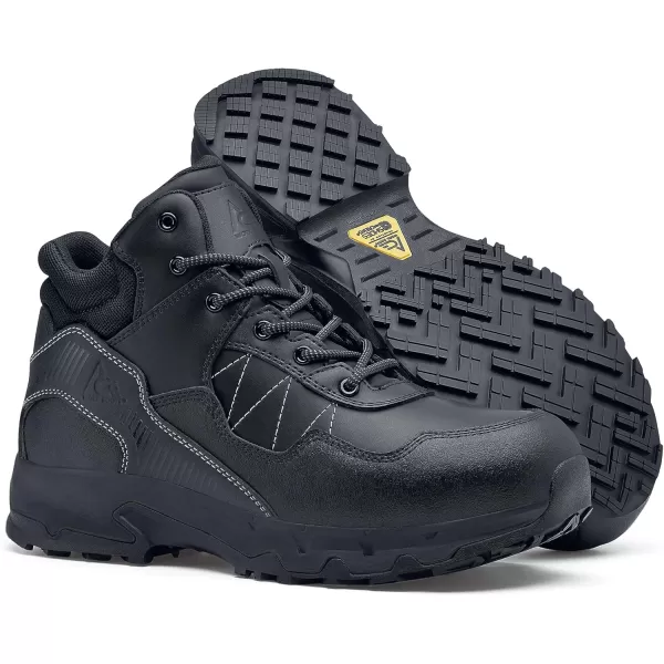 Shoes for Crews Piston Low and Mid, Men's, Women's, Unisex Soft Toe Slip Resistant Work Shoes, Water Resistant, Black)