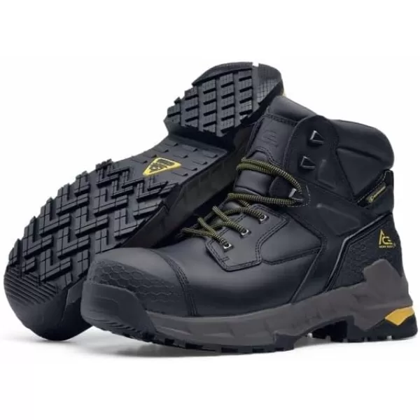 Shoes for Crews Redrock, Men's, Women's, Unisex 6 Inch Composite Toe Work Boots, Slip Resistant, Water Resistant, Black)