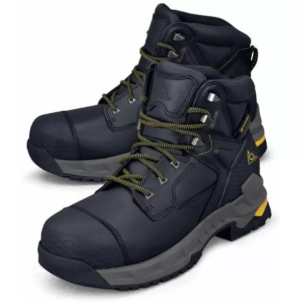 Shoes for Crews Redrock, Men's, Women's, Unisex 6 Inch Composite Toe Work Boots, Slip Resistant, Water Resistant, Black)