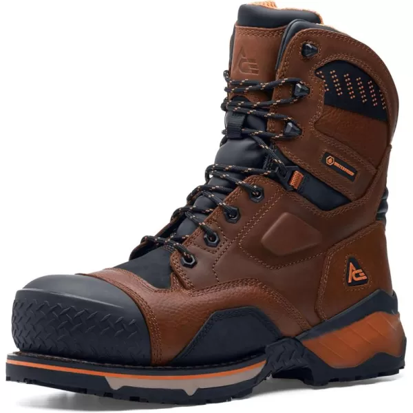 Roan Mountain, Men's 8 Inch - Nano Composite Toe,Waterproof Work Boots, Slip Resistant, Brown