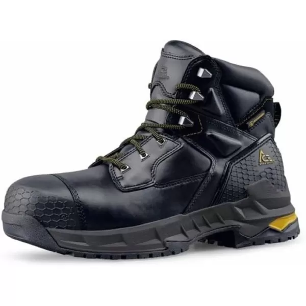 Shoes for Crews Redrock, Men's, Women's, Unisex 6 Inch Composite Toe Work Boots, Slip Resistant, Water Resistant, Black)