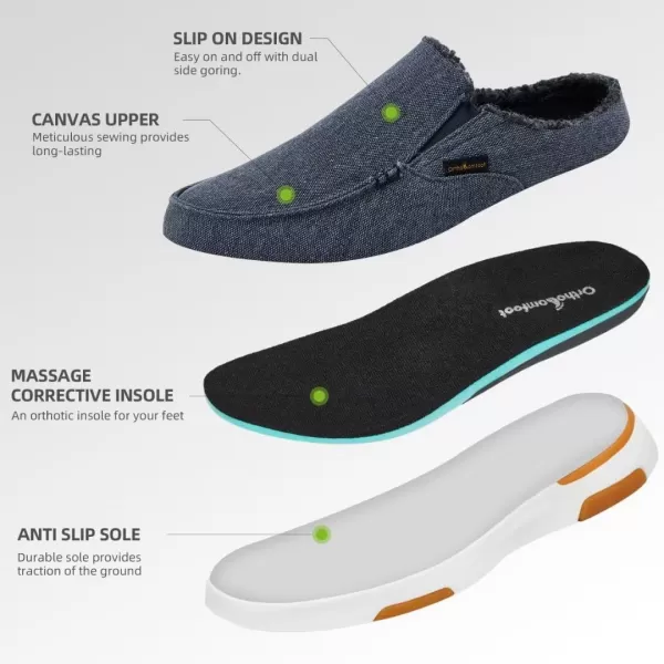 OrthoComfoot Men's Orthopedic Comfortable Slip On Loafers for Arch Support, Casual Plantar Fasciitis Slippers for Diabetic, Orthotic Walking Shoes for Foot and Heel Pain Relief)