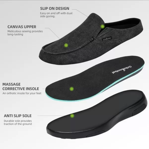 OrthoComfoot Men's Orthopedic Comfortable Slip On Loafers for Arch Support, Casual Plantar Fasciitis Slippers for Diabetic, Orthotic Walking Shoes for Foot and Heel Pain Relief