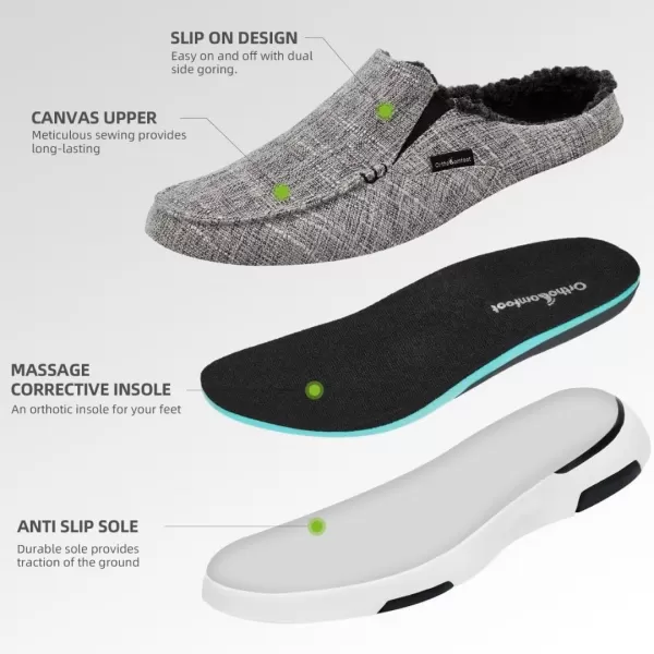 OrthoComfoot Men's Orthopedic Comfortable Slip On Loafers for Arch Support, Casual Plantar Fasciitis Slippers for Diabetic, Orthotic Walking Shoes for Foot and Heel Pain Relief)