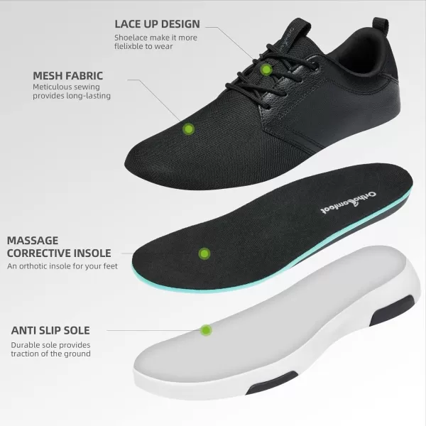 OrthoComfoot Men's Orthopedic Fashion Sneakers, Comfortable Plantar Fasciitis Walking Shoes, Leather Arch Support Slip On with Lace Up Design for Foot and Heel Pain Relief