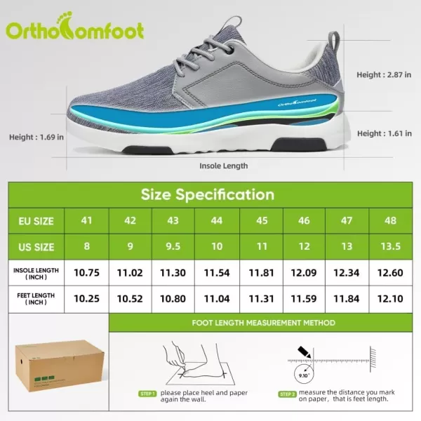 OrthoComfoot Men's Orthopedic Fashion Sneakers, Comfortable Plantar Fasciitis Walking Shoes, Leather Arch Support Slip On with Lace Up Design for Foot and Heel Pain Relief
