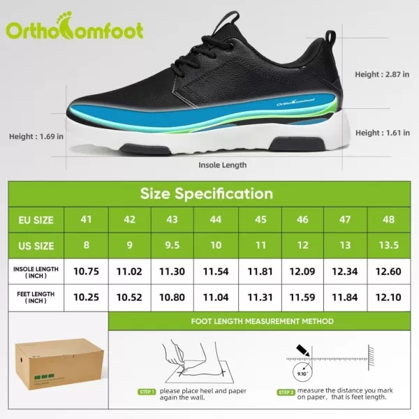 OrthoComfoot Men's Orthopedic Fashion Sneakers, Comfortable Plantar Fasciitis Walking Shoes, Leather Arch Support Slip On with Lace Up Design for Foot and Heel Pain Relief