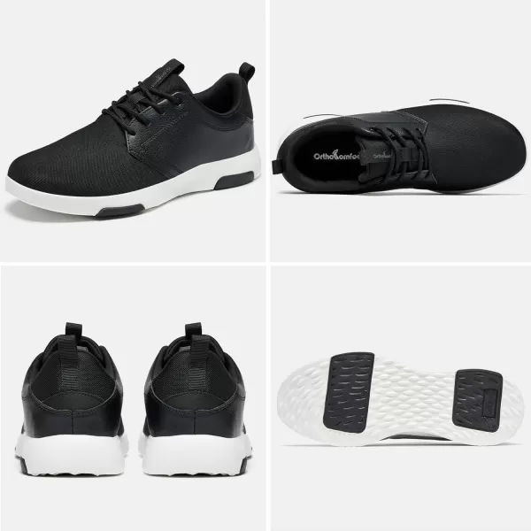 OrthoComfoot Men's Orthopedic Fashion Sneakers, Comfortable Plantar Fasciitis Walking Shoes, Leather Arch Support Slip On with Lace Up Design for Foot and Heel Pain Relief