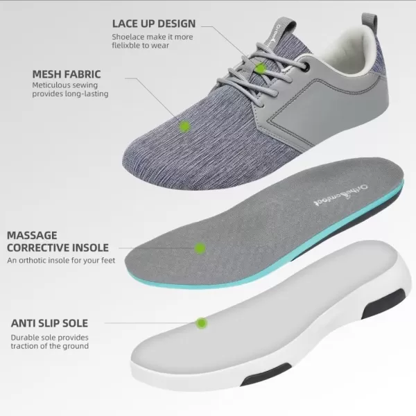 OrthoComfoot Men's Orthopedic Fashion Sneakers, Comfortable Plantar Fasciitis Walking Shoes, Leather Arch Support Slip On with Lace Up Design for Foot and Heel Pain Relief