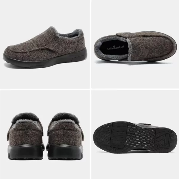 OrthoComfoot Men's Orthopedic Warm Slippers for Plantar Fasciitis Flat Feet, Comfortable Arch Support Walking Shoes, Winter Slip-On Loafers for Foot and Heel Pain Relief