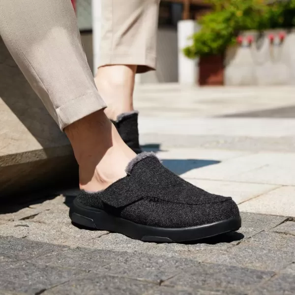 OrthoComfoot Men's Orthopedic Warm Slippers for Plantar Fasciitis Flat Feet, Comfortable Arch Support Walking Shoes, Winter Slip-On Loafers for Foot and Heel Pain Relief