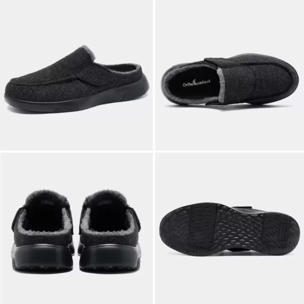 OrthoComfoot Men's Orthopedic Warm Slippers for Plantar Fasciitis Flat Feet, Comfortable Arch Support Walking Shoes, Winter Slip-On Loafers for Foot and Heel Pain Relief