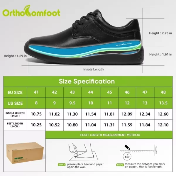 OrthoComfoot Men's Orthopeic Oxford Dress Shoes, Durable Genuine Leather Shoes with Arch Support for Wedding, Soft Casual Shoes for Foot and Heel Pain Relief