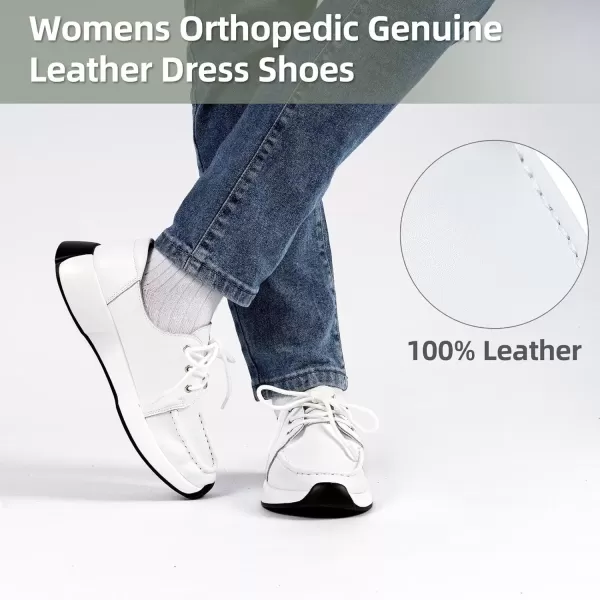 OrthoComfoot Orthopedic Comfortable Dress Shoes for Womens, Leather Casual Sneakers for with Arch Support for Plantar Fasciitis, Walking Shoes with Orthotic Insoles for Foot and Heel Pain