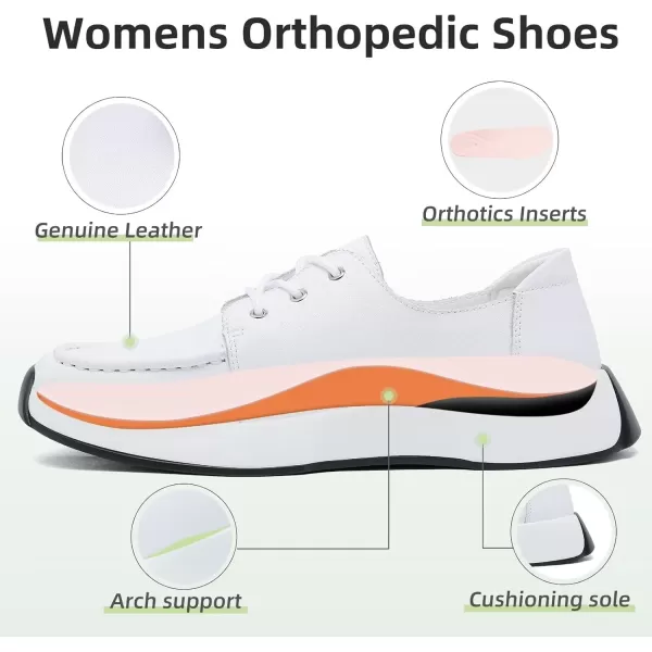 OrthoComfoot Orthopedic Comfortable Dress Shoes for Womens, Leather Casual Sneakers for with Arch Support for Plantar Fasciitis, Walking Shoes with Orthotic Insoles for Foot and Heel Pain