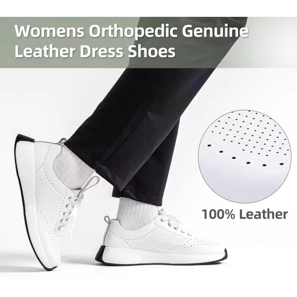 OrthoComfoot Orthopedic Comfortable Dress Shoes for Womens, Leather Walking Shoes with Arch Support for Plantar Fasciitis, Casual Supportive Fashion Sneakers for Foot and Heel Pain Relief