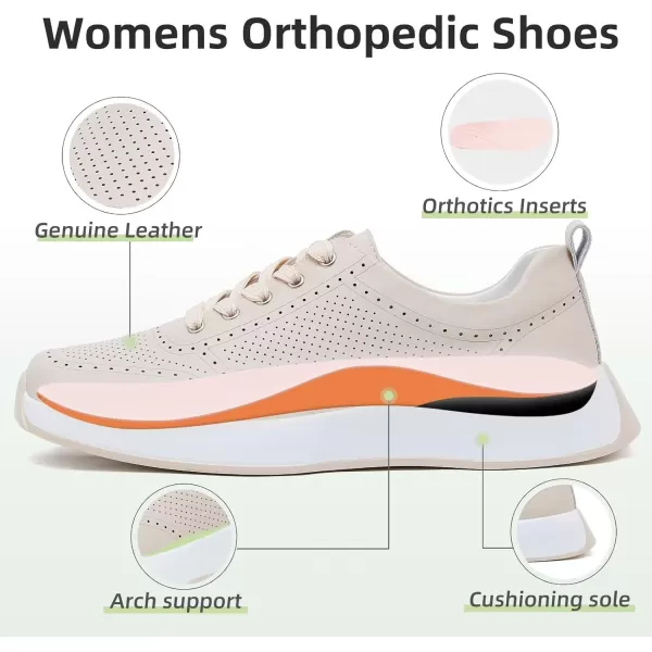 OrthoComfoot Orthopedic Comfortable Dress Shoes for Womens, Leather Walking Shoes with Arch Support for Plantar Fasciitis, Casual Supportive Fashion Sneakers for Foot and Heel Pain Relief
