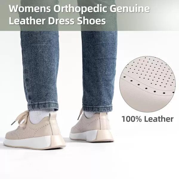 OrthoComfoot Orthopedic Comfortable Dress Shoes for Womens, Leather Walking Shoes with Arch Support for Plantar Fasciitis, Casual Supportive Fashion Sneakers for Foot and Heel Pain Relief
