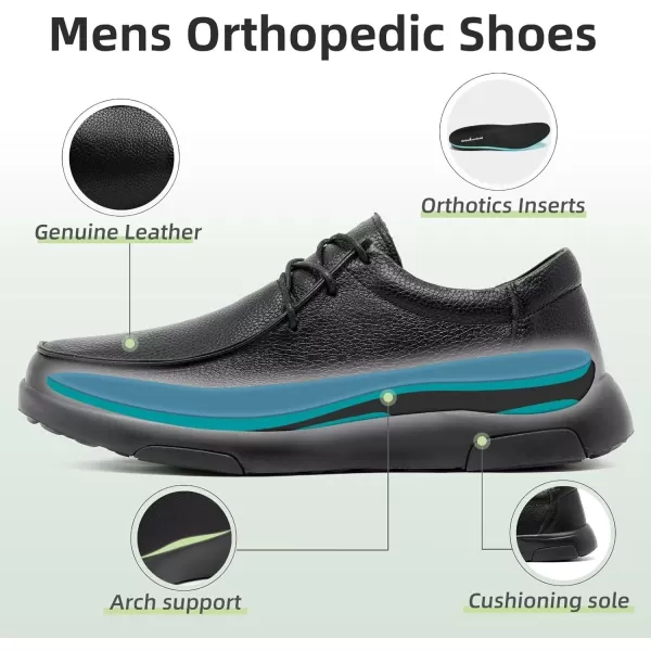 OrthoComfoot Orthopedic Comfortable Oxford Dress for Mens, Casual Plantar Fasciitis Fashion Sneakers with Arch Support, Orthotic Leather Walking Shoes for Foot and Heel Pain Relief