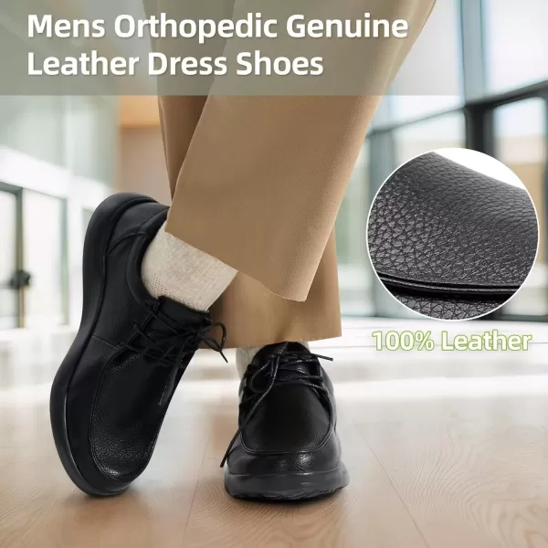 OrthoComfoot Orthopedic Comfortable Oxford Dress for Mens, Casual Plantar Fasciitis Fashion Sneakers with Arch Support, Orthotic Leather Walking Shoes for Foot and Heel Pain Relief