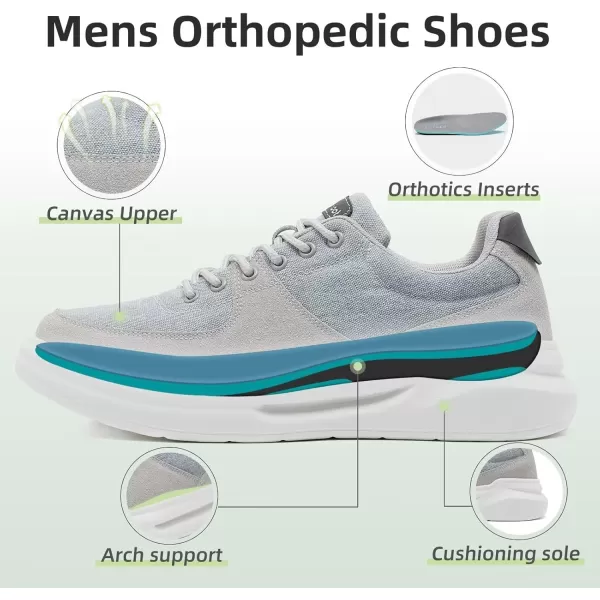 OrthoComfoot Orthopedic Comfortable Shoes for Mens, Plantar Fasciitis Lace Up Fashion Sneakers with Arch Support, Orthotic Casual Walking Shoes for Foot and Heel Pain Relief