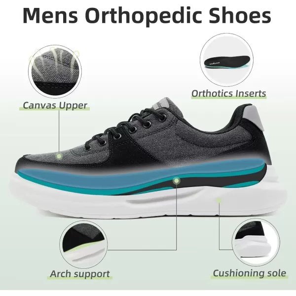 OrthoComfoot Orthopedic Comfortable Shoes for Mens, Plantar Fasciitis Lace Up Fashion Sneakers with Arch Support, Orthotic Casual Walking Shoes for Foot and Heel Pain Relief