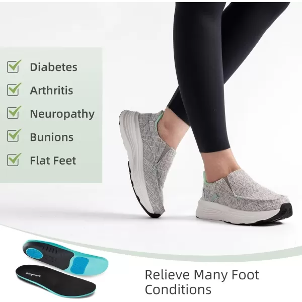 OrthoComfoot Orthopedic Hands Free Slip Ins Loafers for Womens, Comfortable Orthotic Walking Shoes with Arch Support for Plantar Fasciitis, Canvas Thick Sole Loafers for Foot and Heel Pain Relief