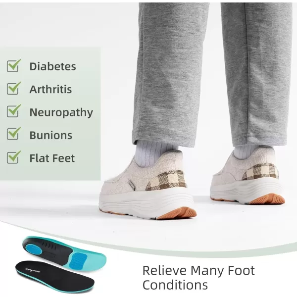 OrthoComfoot Orthopedic Hands Free Slip Ins Loafers for Womens, Comfortable Orthotic Walking Shoes with Arch Support for Plantar Fasciitis, Canvas Thick Sole Loafers for Foot and Heel Pain Relief