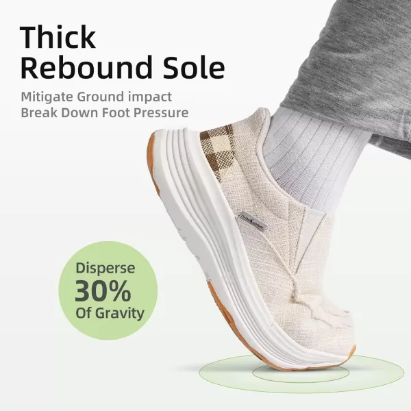 OrthoComfoot Orthopedic Hands Free Slip Ins Loafers for Womens, Comfortable Orthotic Walking Shoes with Arch Support for Plantar Fasciitis, Canvas Thick Sole Loafers for Foot and Heel Pain Relief