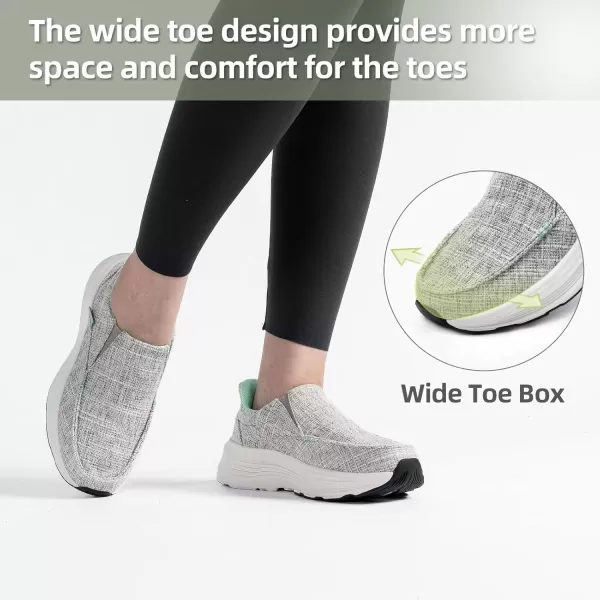 OrthoComfoot Orthopedic Hands Free Slip Ins Loafers for Womens, Comfortable Orthotic Walking Shoes with Arch Support for Plantar Fasciitis, Canvas Thick Sole Loafers for Foot and Heel Pain Relief