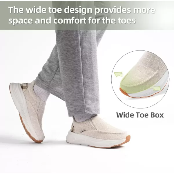 OrthoComfoot Orthopedic Hands Free Slip Ins Loafers for Womens, Comfortable Orthotic Walking Shoes with Arch Support for Plantar Fasciitis, Canvas Thick Sole Loafers for Foot and Heel Pain Relief