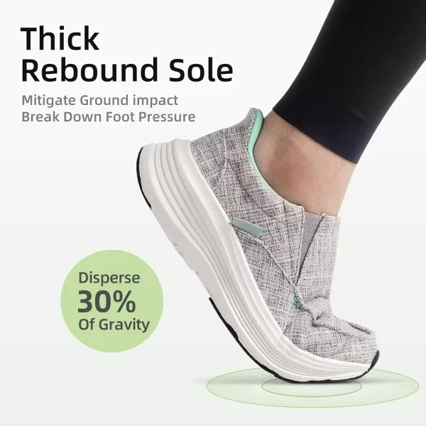 OrthoComfoot Orthopedic Hands Free Slip Ins Loafers for Womens, Comfortable Orthotic Walking Shoes with Arch Support for Plantar Fasciitis, Canvas Thick Sole Loafers for Foot and Heel Pain Relief