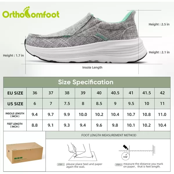 OrthoComfoot Orthopedic Hands Free Slip Ins Loafers for Womens, Comfortable Orthotic Walking Shoes with Arch Support for Plantar Fasciitis, Canvas Thick Sole Loafers for Foot and Heel Pain Relief