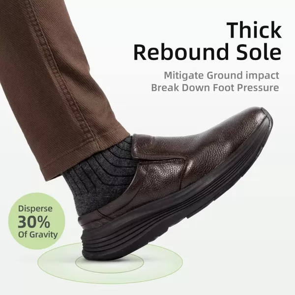 OrthoComfoot Orthopedic Leather Dress Shoes for Mens, Comfortable Arch Support Slip-Ons Loafers for Plantar Fasciitis, Orthotic Casual Walking Shoes for Foot and Heel Pain Relief