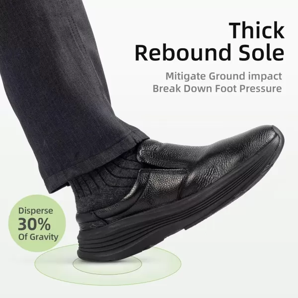 OrthoComfoot Orthopedic Leather Dress Shoes for Mens, Comfortable Arch Support Slip-Ons Loafers for Plantar Fasciitis, Orthotic Casual Walking Shoes for Foot and Heel Pain Relief