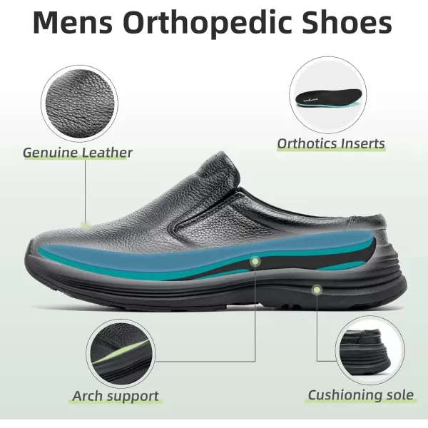OrthoComfoot Orthopedic Leather Dress Shoes for Mens, Comfortable Arch Support Slip-Ons Loafers for Plantar Fasciitis, Orthotic Casual Walking Shoes for Foot and Heel Pain Relief